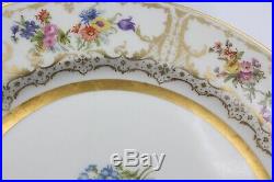 Full Set of 12 Floral & Gold 10.5 Dinner or Service Plates by Wm Guerin Limoges