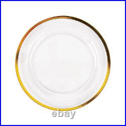 Fun Express Bulk 200 Pieces Premium Clear Plastic Dinner Plates with Gold Trim Fun Express Bulk 200 Pieces Premium Clear Plastic Dinner Plates with Gold Trim