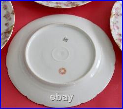 GDA Limoges Porcelain Plates 6 Dinner + 6 Salad Plates Pink Roses Gold Daubs