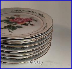 GIBSON CHINA Collectible Pink Roses & Rosebuds Ceramic Plate Gold Banded