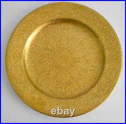 GRAINGER China Dinner Plates ENGLAND GOLD ENCRUSTED 10.25 Set of 6 RARE ANTIQUE