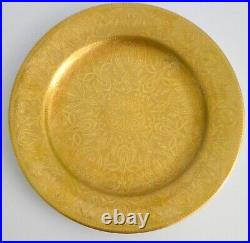 GRAINGER China Dinner Plates ENGLAND GOLD ENCRUSTED 10.25 Set of 6 RARE ANTIQUE