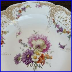 Germany Antique Plate KPM Berlin Weichmalerei Floral Gold Gilt Porcelain 13.5