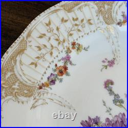 Germany Antique Plate KPM Berlin Weichmalerei Floral Gold Gilt Porcelain 13.5