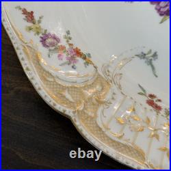 Germany Antique Plate KPM Berlin Weichmalerei Floral Gold Gilt Porcelain 13.5