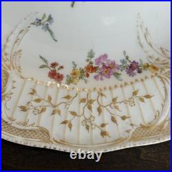 Germany Antique Plate KPM Berlin Weichmalerei Floral Gold Gilt Porcelain 13.5