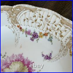 Germany Antique Plate KPM Berlin Weichmalerei Floral Gold Gilt Porcelain 13.5