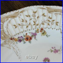 Germany Antique Plate KPM Berlin Weichmalerei Floral Gold Gilt Porcelain 13.5