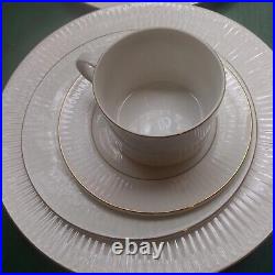 Gibson Claremont Gold Dinnerware 4 Place Settings Ivory Base Gold Trim 20 Pieces