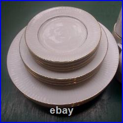 Gibson Claremont Gold Dinnerware 4 Place Settings Ivory Base Gold Trim 20 Pieces