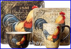 Gilded Rooster 16 Pc Dinnerware Set, Service for 4 Gilded Rooster 16 Pc Dinnerware Set, Service for 4