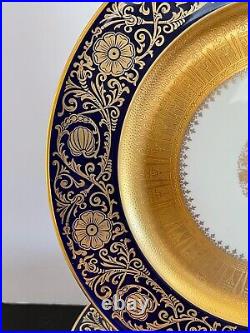 Glamorous Set of 6 Gold Gilt and Cobalt Blue Dinner Plates Made in Germany