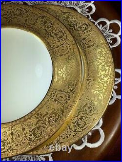 Gold Encrusted 2 Dinner Plates Gold Crown 399 Mark England