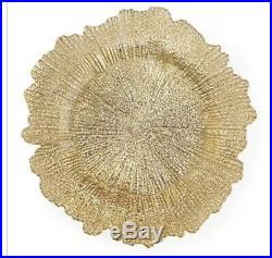 Gold Leaf Glass Charger Plates Weddings Or Dinner Parties Box Of 50