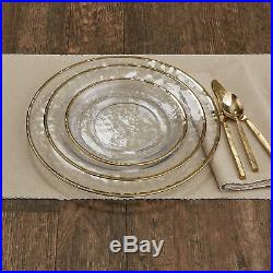 Gold Metallic Rim Glass Dinner plate set of 4