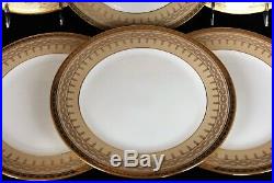 Gorgeous Antique Set 12 CAULDON ENGLAND Dinner plates Beige Gold Encrusted 5525