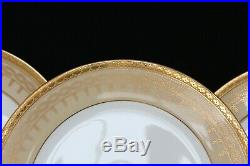 Gorgeous Antique Set 6 CAULDON ENGLAND Dinner plates Beige Gold Encrusted 5525