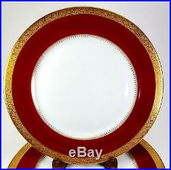 Gorgeous Gold And Red 10 7/8 Dinner/cabinet Plates Set Of 12 By Heinrich