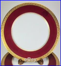 Gorgeous Gold And Red 10 7/8 Dinner/cabinet Plates Set Of 12 By Heinrich