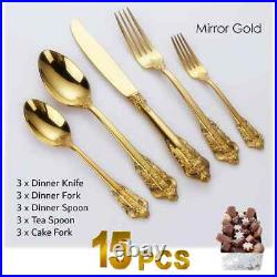Gorgeous Gold-Plated Cutlery Set Stainless Steel Flatware Set Handle Dinner Gorgeous Gold-Plated Cutlery Set Stainless Steel Flatware Set Handle Dinner