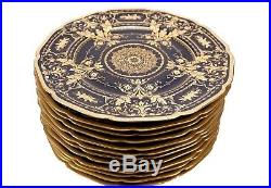 Gorgeous Set of 12 Black Knight China Black and Gold Dinner Cabinet Plate Plates