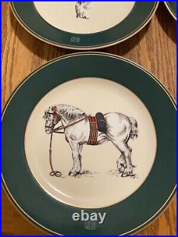 Green Set Of 4 RALPH LAUREN Equestrian Horse Scene Dinner Plates 9