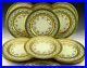 H-C-Bavaria-Heinrich-Co-GREEN-and-GOLD-ENCRUSTED-11-DINNER-PLATES-Set-of-14-01-hht