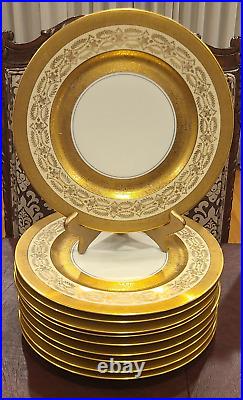 H&C HEINRICH&CO SELB BAVARIA 22K GOLD ENCRUSTED 10-3/4 DINNER PLATES Set of 10