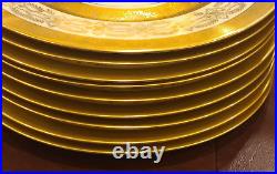 H&C HEINRICH&CO SELB BAVARIA 22K GOLD ENCRUSTED 10-3/4 DINNER PLATES Set of 10