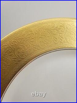 H&C Heinrich & Co Selb Bavaria 11 Dinner Plate Set of 6 Wide Rim Gold Encrusted