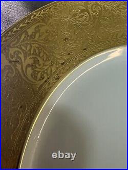 H&C Heinrich & Co Selb Bavaria Gold Encrusted Flower Dinner Plate 11 set of 5
