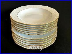 HEREND PORCELAIN GOLD PLATTED DINNER AND SOUP PLATES (12pcs.) HDE #