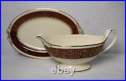 HOMER LAUGHLIN china G168 Red/Gold Band 76 pc Set cup/dinner/salad/bread/fruit