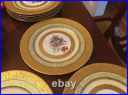 HUTSCHENREUTHER SELB Bavaria Gold Encrusted Flower Charger Dinner Plate Set Of 3