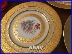 HUTSCHENREUTHER SELB Bavaria Gold Encrusted Flower Charger Dinner Plate Set Of 3