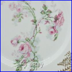 Haviland Dinner Plate Pink Roses e/ Enamel Heavy Gold H1223
