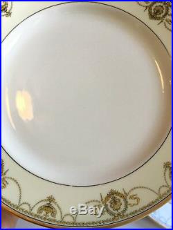 Haviland Eugenie Black Laurel & Swags Gold Trim Round Dinner Plates Set of 6
