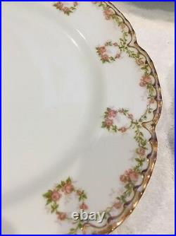 Haviland France Limoges Gold Trim Dropped Roses Wreath Dinner Plates Set Of 5