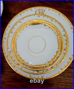 Haviland Limoges 86 Pc Gold Dinnerware Set Dinner Plates Soup Bowl Cup & Saucer