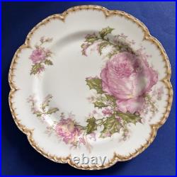 Haviland Limoges Christmas Rose Dinner Plate 9.75 Holly Double Gold Pink France Haviland Limoges Christmas Rose Dinner Plate 9.75 Holly Double Gold Pink France
