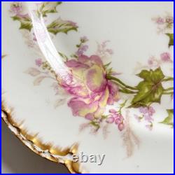Haviland Limoges Christmas Rose Dinner Plate 9.75 Holly Double Gold Pink France Haviland Limoges Christmas Rose Dinner Plate 9.75 Holly Double Gold Pink France