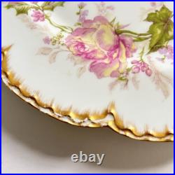 Haviland Limoges Christmas Rose Dinner Plate 9.75 Holly Double Gold Pink France Haviland Limoges Christmas Rose Dinner Plate 9.75 Holly Double Gold Pink France