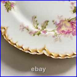 Haviland Limoges Christmas Rose Dinner Plate 9.75 Holly Double Gold Pink France Haviland Limoges Christmas Rose Dinner Plate 9.75 Holly Double Gold Pink France