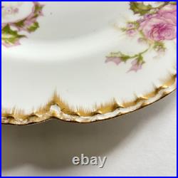 Haviland Limoges Christmas Rose Dinner Plate 9.75 Holly Double Gold Pink France Haviland Limoges Christmas Rose Dinner Plate 9.75 Holly Double Gold Pink France