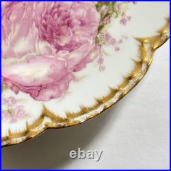 Haviland Limoges Christmas Rose Dinner Plate 9.75 Holly Double Gold Pink France Haviland Limoges Christmas Rose Dinner Plate 9.75 Holly Double Gold Pink France