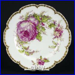 Haviland Limoges Christmas Rose & Holly Dinner Plate, Antique Double Gold 9 3/4