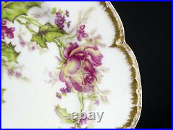 Haviland Limoges Christmas Rose & Holly Dinner Plate, Antique Double Gold 9 3/4
