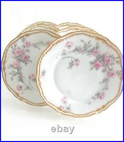 Haviland Limoges France Double Gold Six Vintage Pink Roses Dinner Plates Pretty