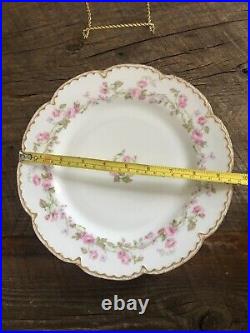 Haviland Limoges Pink Roses Double Gold Dinner Plates Set Of 5 Luncheon Plates