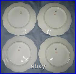 Haviland Limoges Schleiger 261 Dinner Plate Set of 4 Pink & Blue Roses Gold Trim